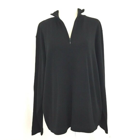 Liz Claiborne Women's Medium Long Sleeve 1/4 Zip Mock Neck Knit Top Black NEW - Picture 2 of 8